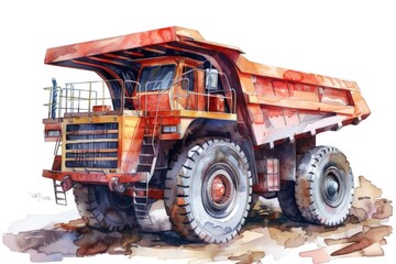 Wall Mural - Illustration of a dump truck with a watercolor style