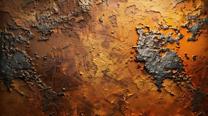 Sticker - A textured abstract surface with warm tones of orange and brown, featuring uneven patterns and depth.