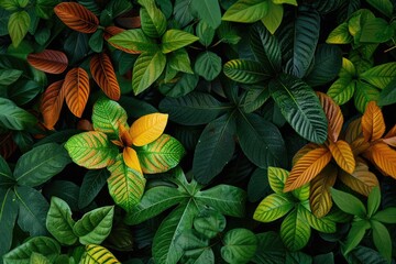 Wall Mural - A close-up view of a bunch of leaves with intricate details