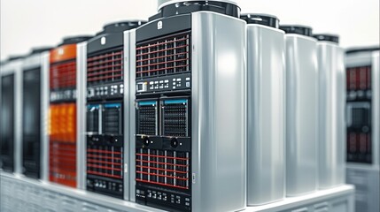 Leinwandbilder - Battery storage on white background. Generative AI.