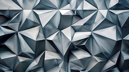 Wall Mural - A textured abstract design featuring a series of geometric, triangular shapes in metallic tones.