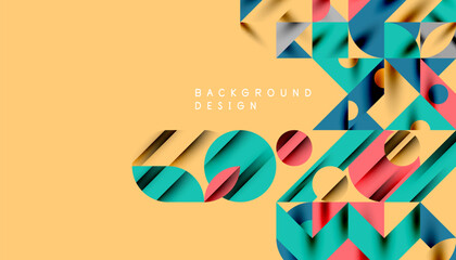 Neo memphis geometric pattern with circles, squares and lines. Pop art abstract background for covers, banners, flyers and posters and other templates