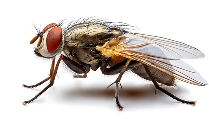 fly on white background, housefly on white background