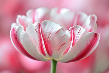 Wall Mural - Closeup pink and white tulip flower