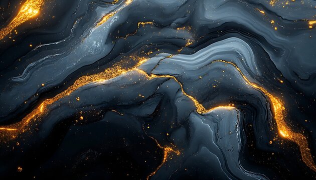 Luxury Marble Texture with Black, Gray, and Gold Swirls
