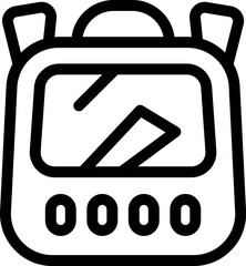 Poster - line icon of a handheld gps navigation device showing a route on the screen with buttons