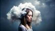 © thanakrit - Woman With A Cloudy Head, Lost In Thought.