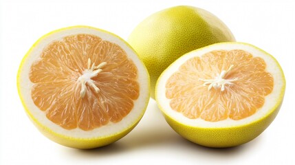 Fresh Pomelo Fruits Isolated on White Background