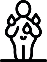 Poster - Line drawing of a person with drops of sweat dripping from their armpits, representing the condition of hyperhidrosis