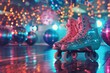 © KP - Pink Roller Skates on a Disco Floor.