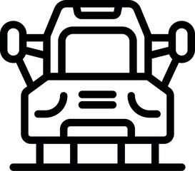 Poster - Line icon of a futuristic self driving vehicle navigating with advanced sensors