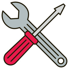 Poster - wrench and screwdriver illustration