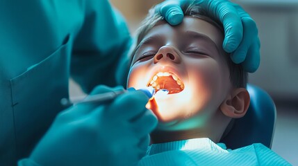 Dentists treat pediatric patients in modern dental clinics, highlighting professional care and oral health