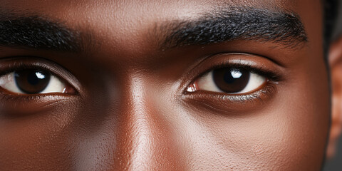 Closeup of a black man's eyes and eyebrows