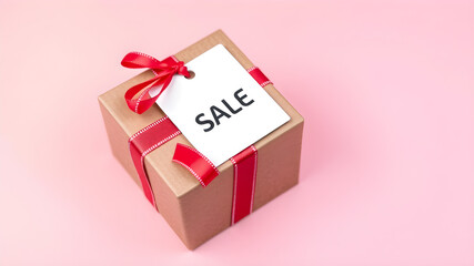 Gift package with sale text on it, space for text. Generative AI