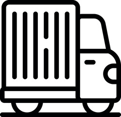 Poster - Line art icon of a delivery truck carrying a cargo container, representing shipping and logistics