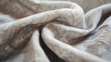 Poster - A close-up of a linen fabric in a soft, natural grey, with its subtle texture and simple beauty