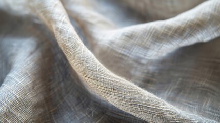 Poster - A close-up of a linen fabric in a soft, natural grey, with its subtle texture and simple beauty