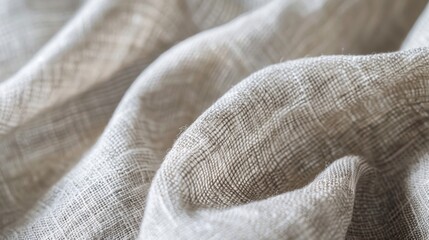 Poster - A close-up of a linen fabric in a soft, natural grey, with its subtle texture and simple beauty