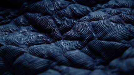 Canvas Print - A close-up of quilted fabric in a deep navy, with its padded texture creating a warm, cozy background