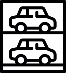 Poster - simple line icon of a car parking system storing cars on shelves
