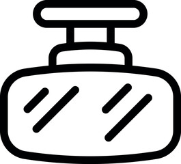 Poster - Simple line art icon of a car rearview mirror, useful for projects related to driving, safety, and car accessories
