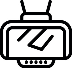Poster - Simple, bold line icon of a vintage television set, possibly receiving a news broadcast with interference