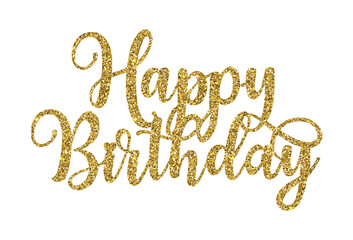 Happy Birthday gold glitter text for birthday party, birthday greetings, birthday card, cake topper, use for printing, tags sticker, label, birthday text for propos
, 