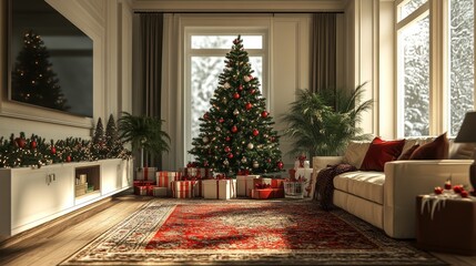 Wall Mural - christmas cozy home interior