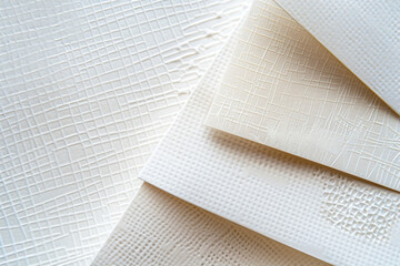 Poster - Minimalist greeting cards with geometric embossed patterns on textured paper texture.