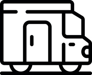 Poster - Simple line art icon of a camper van, perfect for projects related to travel, adventure, and the great outdoors