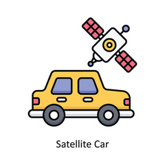 Satellite Car filled outline icon style illustration. EPS 10 File