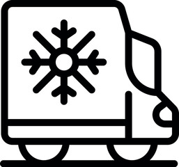 Poster - Line icon of a refrigerated truck delivering frozen food, perfect for representing cold chain logistics