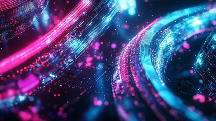 Poster - Abstract Blue and Pink Light Trails with Bokeh