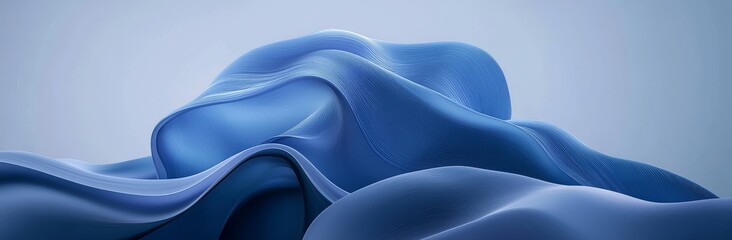 Poster - Abstract Blue Waves Pattern Modern Geometric Background