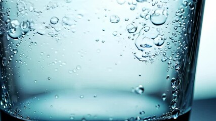 Poster - Bubbles forming in a glass filled with water at a close-up angle