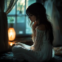 Aufkleber - Artistic scene of Where do you wait for me with serene and atmospheric elements, soft lighting, and a hint of mystery and anticipation
