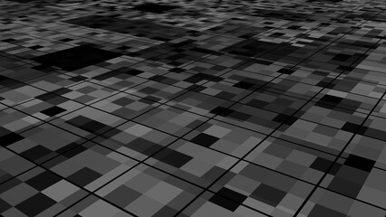 Poster - Overlapping squares in varying shades of black and gray, creating a dynamic pattern.