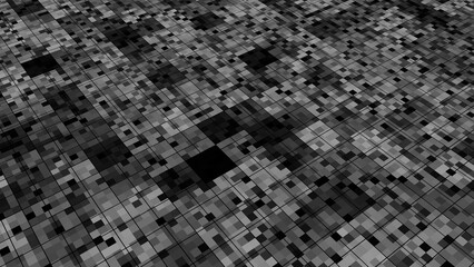Poster - Abstract black and gray grid pattern creating a complex, textured surface.