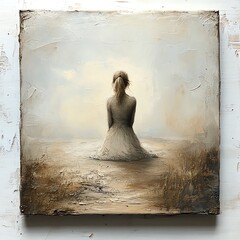 Poster - Where do you wait for me depicted in a serene and atmospheric setting, with soft light and textures that evoke a feeling of anticipation and quiet longing