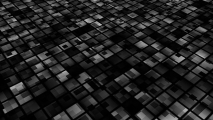 Poster - High-contrast black and gray grid with a textured, layered surface.