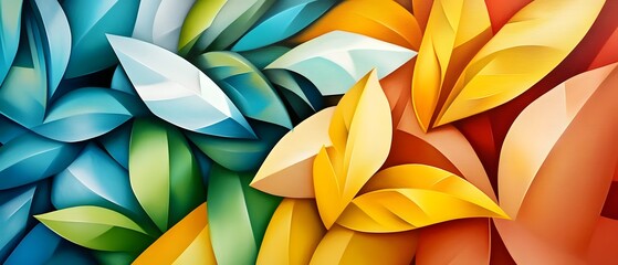 Wall Mural - Abstract Colorful Leaf Pattern.