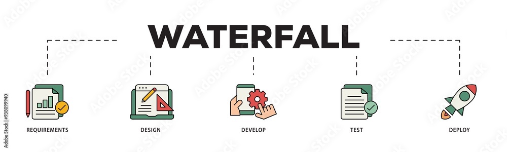 Waterfall icon infographic illustration concept with icon of ...