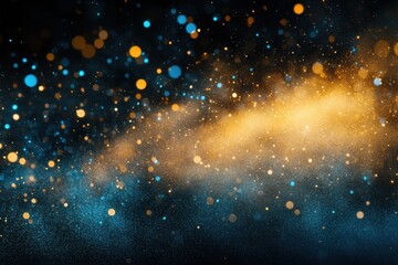 Wall Mural - magical golden dust sparkle on deep blue background