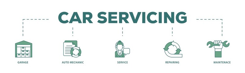 Poster - Car servicing icon infographic illustration concept with icon of repairing, maintenace, service, auto mechanic, garage icon png and easy to edit 