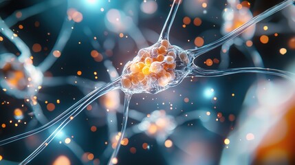 Wall Mural - microscopic picture of nerve terminals showing the release of neurotransmitters and the synaptic cleft