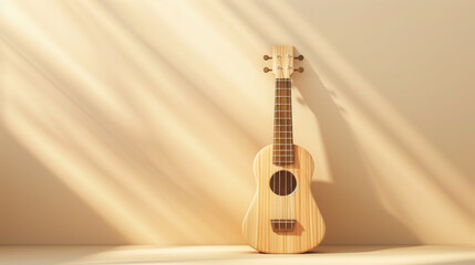 Wall Mural - minimalist ukulele on soft light background