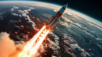 Wall Mural - space ship rocket taking off. spaceship is about to launch. space rocket flying into sky.
