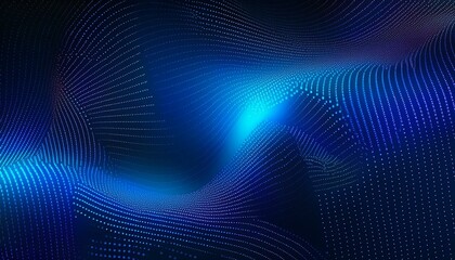 Wall Mural - A moving digital 3d wave. Futuristic dark background with dynamic blue particles. The concept of big data. Cyberspace. 