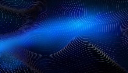 Wall Mural - A moving digital 3d wave. Futuristic dark background with dynamic blue particles. The concept of big data. Cyberspace. 